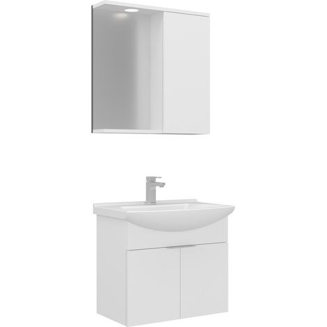 Ensemble Meuble Vasque avec Miroir (2 Pièces) "Purus 65" - 65 x 50 x 58 cm - White (1/3)