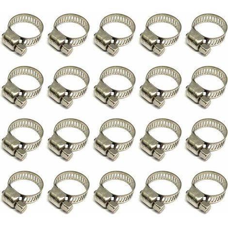 20 Pièces Collier De Serrage Tuyau, Collier De Serrage Tuyau Réglable 10-16mm, 304 Collier De Serrage Inox, Collier Serrage Métallique, Pour Tuyau, Home Gaz,  Tuyau D'eau, Câble, Robinet, Etc z (1/5)