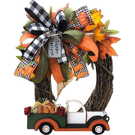 Guirlande Vintage Citrouille Camion Thanksgiving Automne Halloween Intérieur Extérieur Décoration 35cm (1/5)