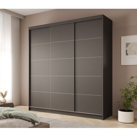 Schiebetürenschrank Schrank Nr.445 in Schwarz matt 200x215x58 cm (1/4)