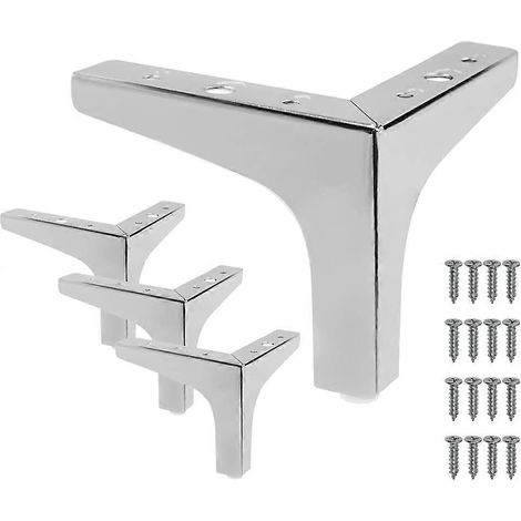 Pieds de meuble réglables 17 cm/7 pouces, ensemble de 4 pieds de meubles dorés pieds de table avec embouts triangulaires en métal pieds de canapé de rechange 13 cm/5 pouces chromés. (1/5)
