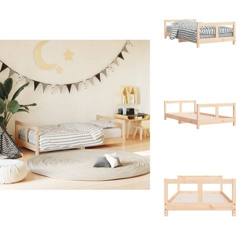 Cadre de lit pour enfant 80x160 cm bois de pin massif - Lit Bébé - Lit Enfant - Cadre De Lit - Bois De Pin - Lit Robuste (1/5)