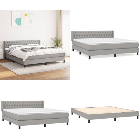 Sommier à lattes de lit avec matelas Gris clair 180x200cm Tissu - Lit Plateforme - Lit Tapissier - Literie - Matelas Ressorts Ensachés - Tête De Lit Ajustable - Home & Living (1/5)
