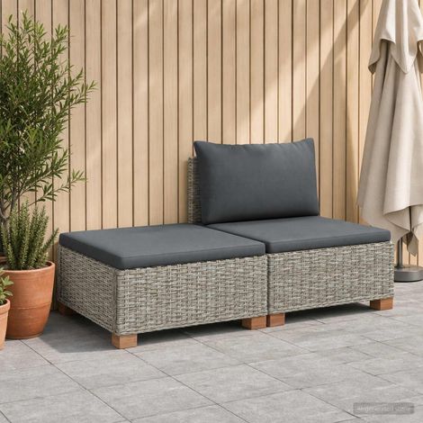 vidaXL 2 pc Ensemble de Salon en Rotin avec Coussins GENDT Gris Kubu (1/5)