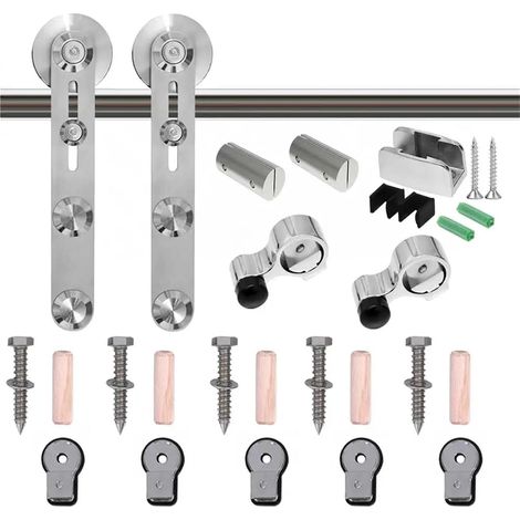 Quincaillerie for Porte de Grange coulissante, kit de Rail for Porte Simple, en Acier Inoxydable, système de Grange en Forme de L for Porte en Verre(11FT-333CM) (1/5)