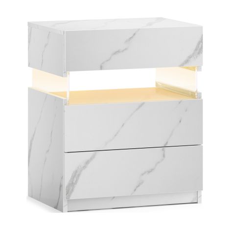 LED Nightstands 3 Drawer Dresser for Bedroom End Table with Acrylic Board LED Bedside Tables for Bedroom Living Room Bedside Furniture (1/5)