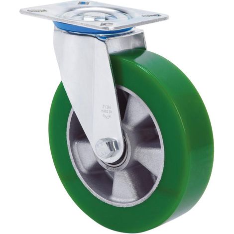 rueda giratora placa 10zv200-augb aluminio-poliur.verde eje bolas (1/2)