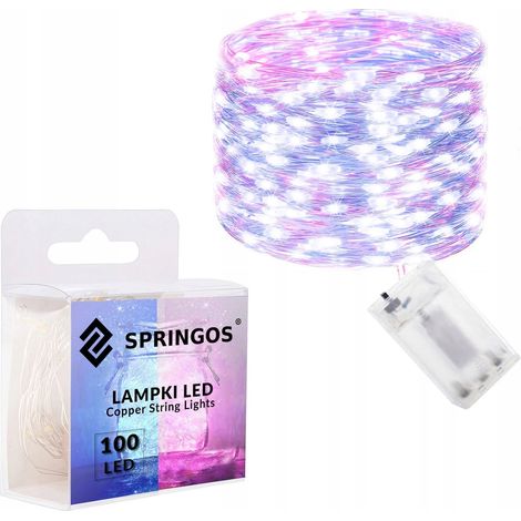 DRAHTLICHTER 100 LED 10M BATTERIEBETRIEBEN WEIHNACHTSLICHTER ROSA BLAU
