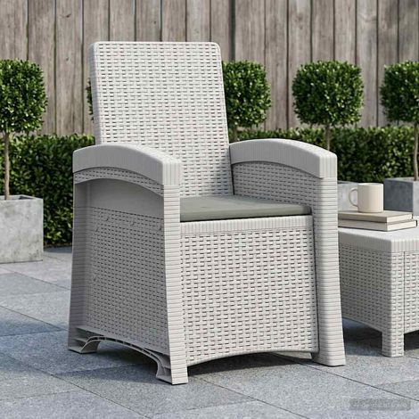 Teenpull – Liegesessel Garten Rattan-Optik Weiß und Hellgrau PP (1/5)