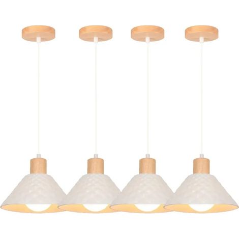 Lot de 4 Lustre Moderne Salon Lampe Suspension Vintage Abat-jour en Céramique Design Chapeau Style Nordique pour Chambre Café (1/5)