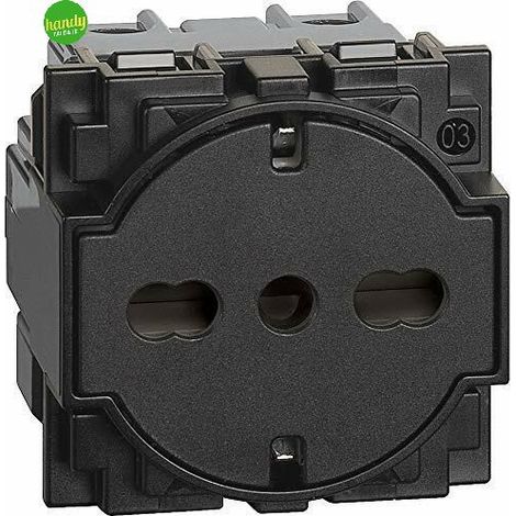 Presa schuko bipasso Bticino living now 2p+t 10 / 16 a 230 v nero