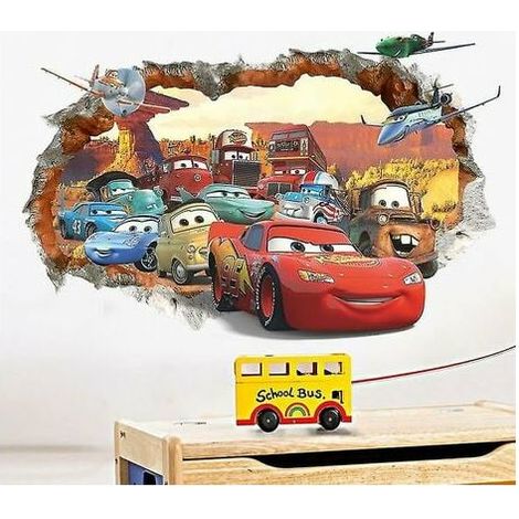 Ssdlv 3D Cartoon Cars Airplanes Wall Stickers Nursery Kids Room Removable Stickers (1/3)