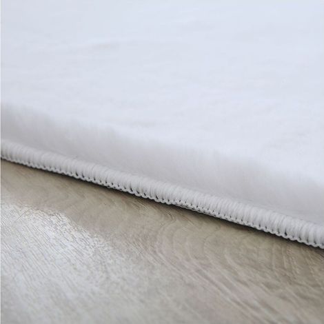 Tapis uni doux à courtes mèches rond Beads Blanc Ø 120 (1/5)