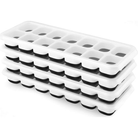 Eiswürfelform Silikon mit Deckel, 4er Pack, stapelbar, BPA-frei, für Cocktails & Babybrei (1/5)