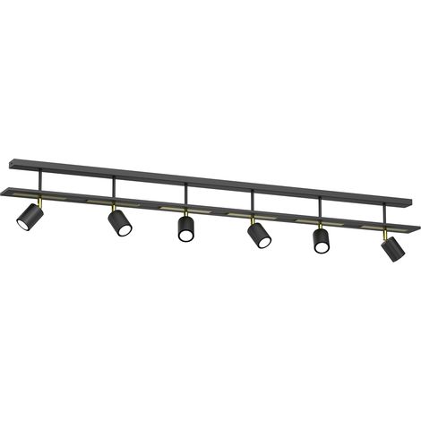 Rampe Ordea noir/or 6 spots orientables GU10 Luminex