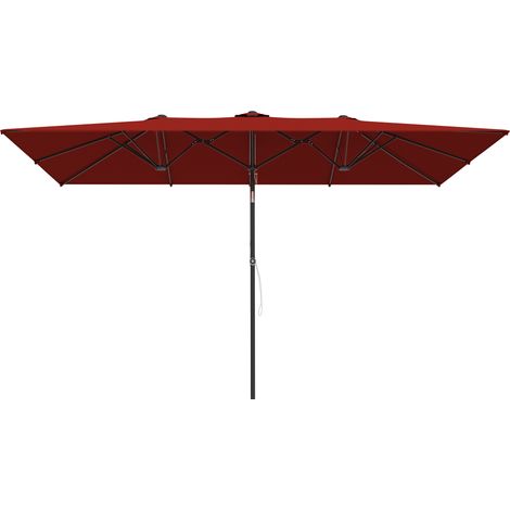 Parasol réglable inclinable rouge bordeaux 150 x 295 x 170-214 cm