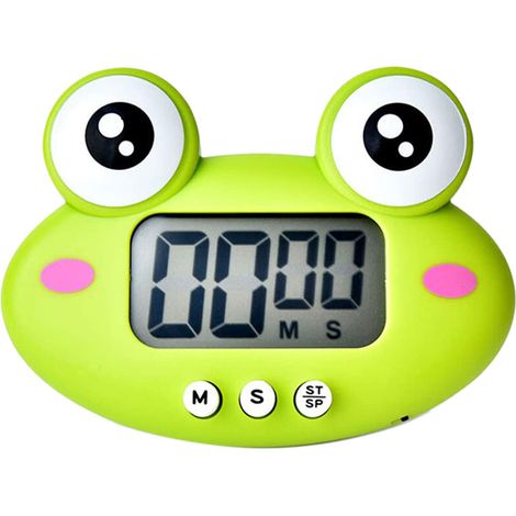 Minuteur de cuisine numérique magnétique, horloge visuelle LCD, réveil mural avec support vert. (1/5)