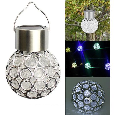 Suspension solaire boule cristal avec effet ajouré – Lampe pendante pour jardin – Design raffiné et épuré (1/5)