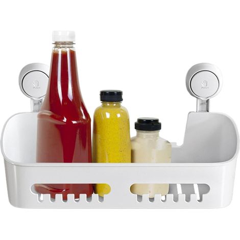 Porte-traits de salle de bain, étagère de douche à la ventouse Porte-douche Panier d'étagère polyvalent pour chambre à coucher, salon, cuisine, salle de bain (1/5)