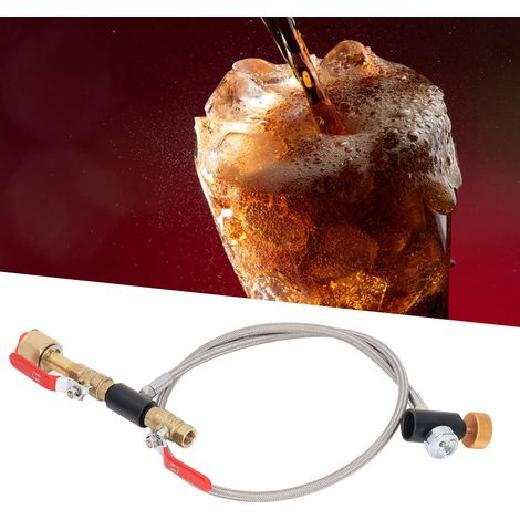 Adaptateur de remplissage de bouteille de CO2 CGA320 G1/2 avec tuyau de 36 pouces, instrument et commande de vanne à deux mains pour réservoirs d'eau gazeuse (1/5)