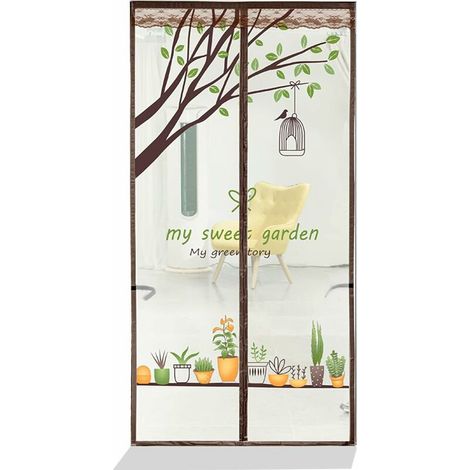 Moustiquaire Magnétique Pour Porte, Joint Magnétique de Haut en Bas, Fermeture Automatique, Garde l'Air Frais à l'Intérieur (90x215cm, doux jardin) (1/5)