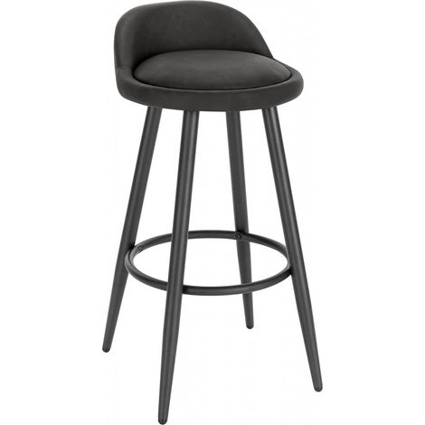 WOLTU Set di 1 Sgabello Da Bar In Similpelle Con Schienale Basso E Poggiapiedi, Sgabelli Da Bancone Moderni, Antracite