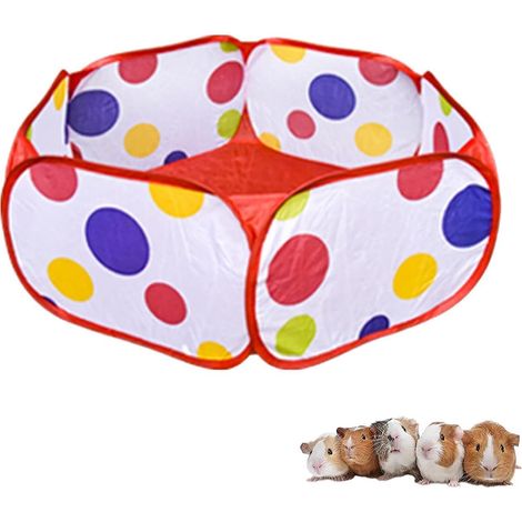 Parc portable pour petit animal - Tente de jeu pour cochon d'Inde - Étanche - Clôture en fil métallique pour hamster - Exercice intérieur et extérieur - Rouge (1/5)