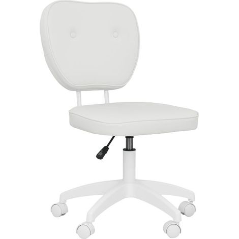 Bürostuhl ohne Armlehnen, höhenverstellbar, 360° drehbar, 46 x 59 x 82–92 cm, weiß (1/5)