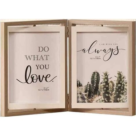 Cadre Photo - 7 Pouces - Double Face - Rotatif 360° - En Bois - Pliable - Pour Table - 1 Pièce
