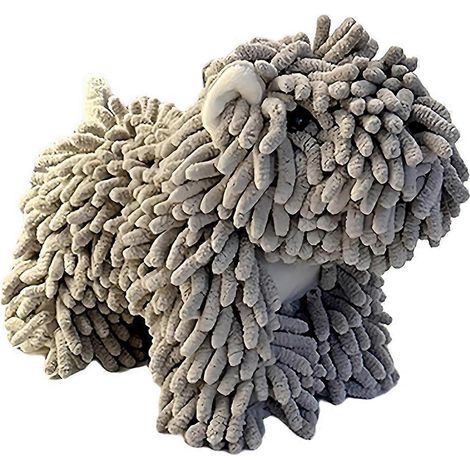 Serviette de toilette mignonne en forme de chiot pour la salle de bain et la cuisine. Serviette douce, moelleuse et absorbante. Cadeau amusant pour les amoureux des chiens. Gris. (1/5)