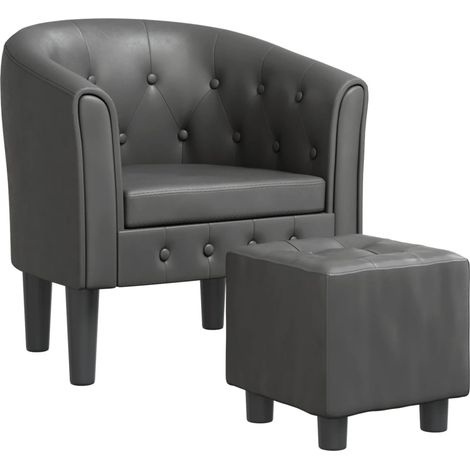 Chaise cabriolet avec repose-pied gris similicuir (1/5)