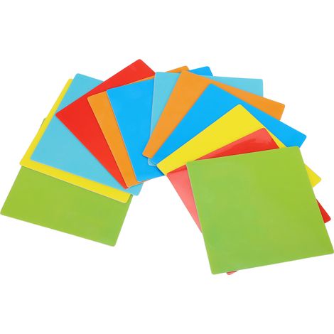 Lot de 12 autocollants effaçables à sec, colorés, imperméables et réutilisables, avec marqueur pour tableau blanc, pour mur, miroir ou porte (10 x 10 cm). (1/5)