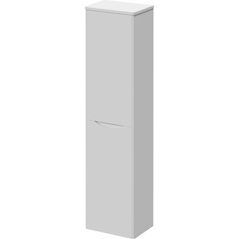 Vela Satin White 356mm x 1392mm Wall Mounted 2 Door Tall Storage Unit (1/5)