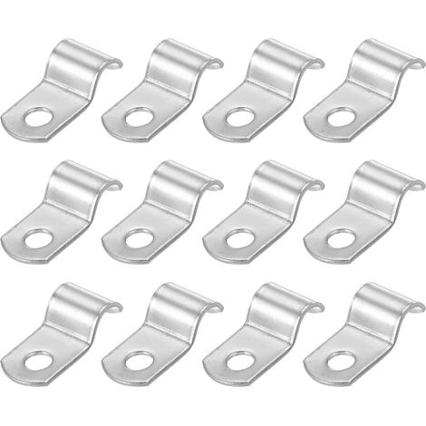 Abrazadera rígida para manguera de 8 mm, paquete de 12 unidades, fabricada en acero inoxidable 304, con soporte reforzado en forma de U con 1 orificio, para cables y alambres.
