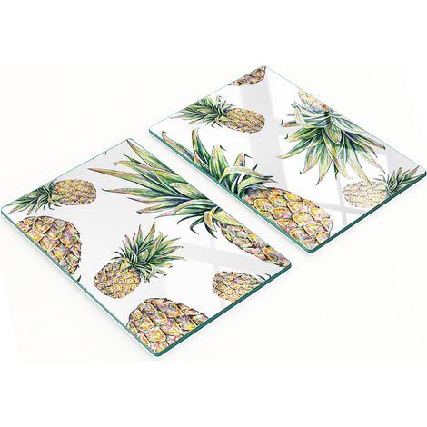 Taglieri da cucina decorativi in vetro con grafica ananas, 2x40x52 cm (1/5)