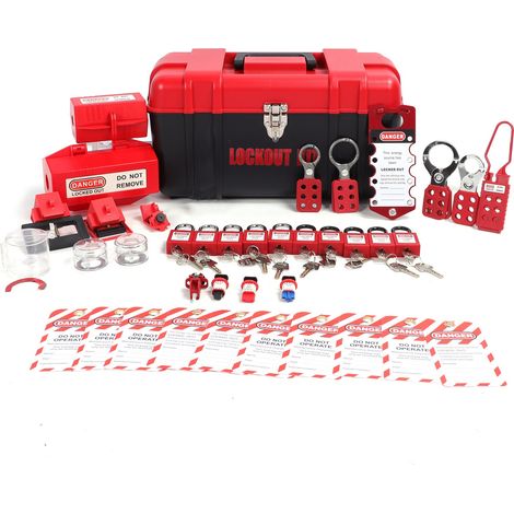 Kit de verrouillage et d'étiquetage (Lockout Tagout) avec verrous de groupe, pince universelle pour disjoncteurs, ensemble de cadenas de sécurité LOTO et boîte à outils pour l'industrie (1/5)