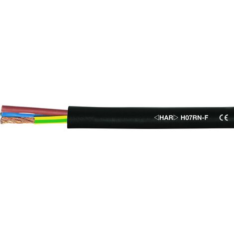 HELU 37047 Câble à gaine caoutchouc H07RN-F 4 G 4 mm² noir Marchandise vendue au mètre S202451