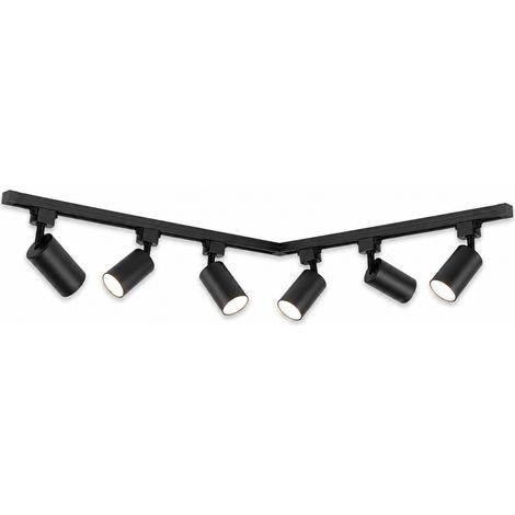 Lot de 6 systèmes de rails LED 30W blanc froid, noir, professionnel éclairage pour magasin et exposition (1/5)