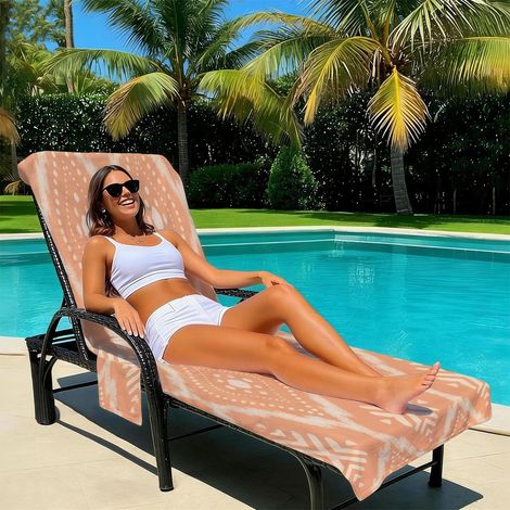 Housse de chaise de plage en microfibre avec poche, serviette de bain de soleil légère à séchage express, motif océan 3D, pour piscine, jardin et plage(Style23-75x210cm) (1/4)