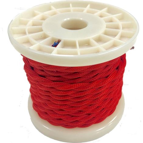 Dekoratives geflochtenes Textil-Elektrokabel 2X0,75 rot - 10