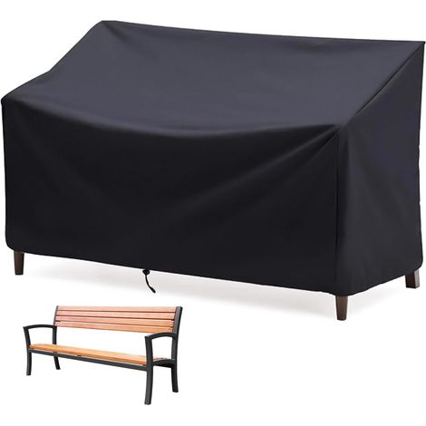 Housse de banc d'extérieur, tissu 210D résistant, pour banc de jardin 2 places, avec aérations, résistante aux intempéries, 162 x 66 x 89 cm (53 x 26 x 35 pouces).