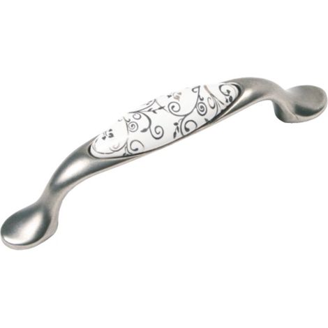 Maniglia UP19, nichel patinato, porcellana WHT-12, 96 mm (1/2)