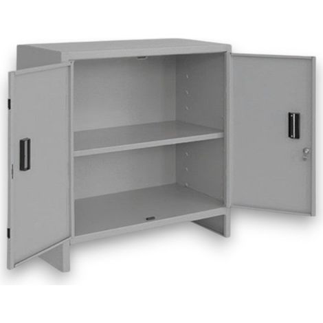 Armadio tuttopiani basso mini in acciaio doppia anta con serratura - 80x40xH80 cm (1/5)