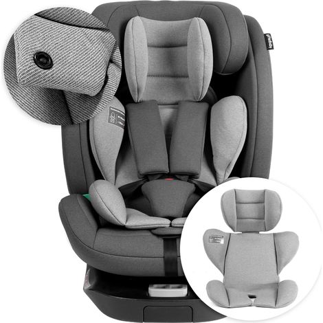 Seggiolino auto per bambini 0-36 kg 40-150 cm fino a 12 anni - i-Size - girevole a 360° - Installazione in senso di marcia / contromarca - ECE R129 - Grigio