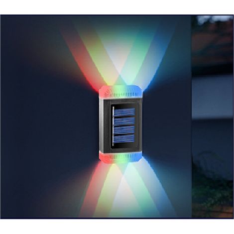 Lampe Solaire Murale - Éclairage LED Extérieur pour Cour, Marches et Jardin - Fonctionnement Automatique Jour/Nuit - 4 LED - 3 W - 89 x 50 x 18 mm - 1 Pièce