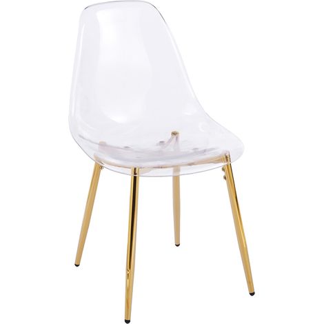 Chaises de salle à manger transparentes en acrylique avec pieds dorés - lot de 4 (1/5)