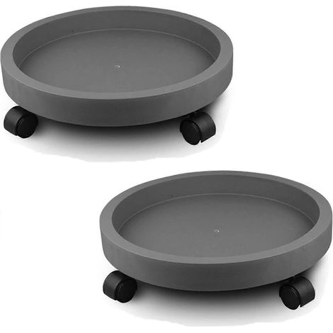Lot de palettes rondes pour plantes, support pour pots de fleurs, plateau mobile à roulettes, diamètre intérieur : 24,5 cm / Gris foncé (1/5)