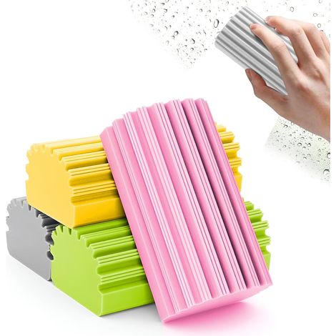 4 Pcs Eponge Poussiere Damp Duster,Eponge Magique,Eponge Reutilisable Lavable,Rinçage Facile,Lingette Poussiere Humide Antistatique pour La Maison,Cuisine, Salon,Volets, Verre (1/5)