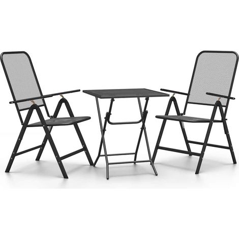 Maison Exclusive - Set da Pranzo per Giardino 3pz Rete Metallica Espansa Antracite (1/5)