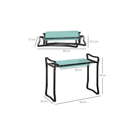 Banc agenouilloir de jardin vert foncé pliable en acier avec coussin EVA et charge jusqu à 150 kg pour jardin et terrasse (1/5)